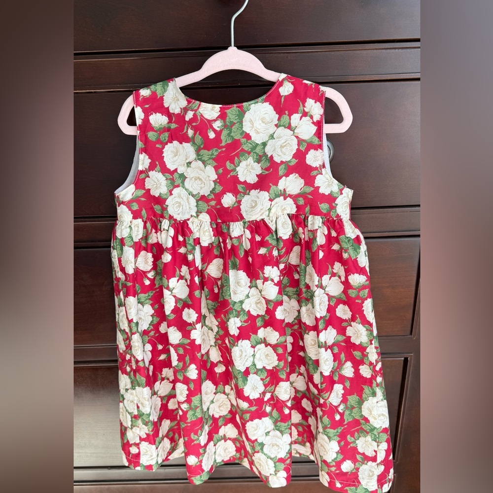 Adorable Floral Red and Green Toddler Dress